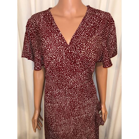 Simplee True Wrap Red Wine Dress Size Large - Picture 6 of 8